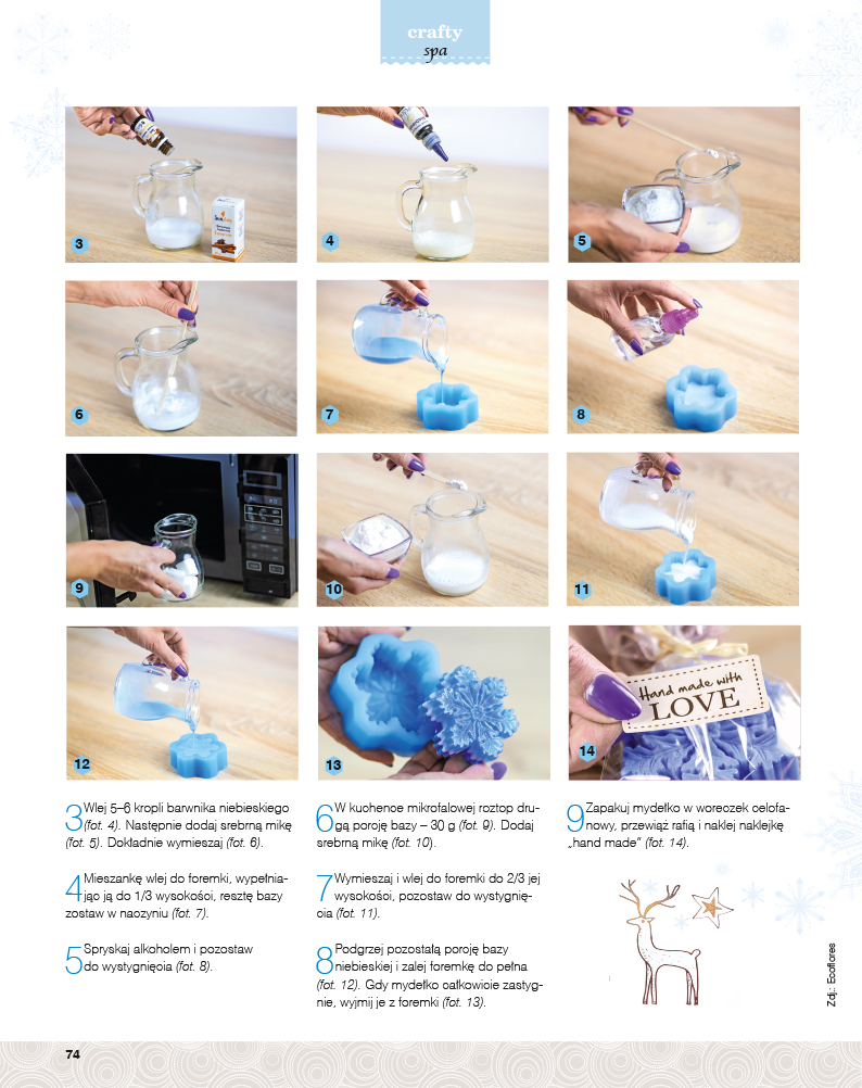 Crafty Listopad 2016 str 74 Mydlane śnieżynki Ecoflores